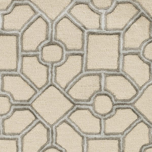 8' Beige Hand Tufted Geometric Indoor Runner Rug - Image 3