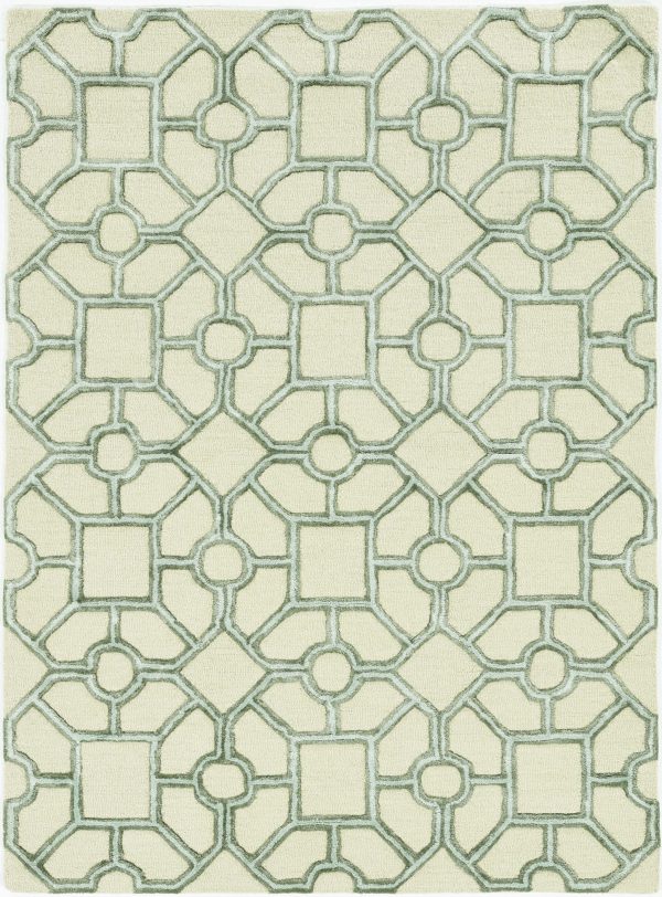 5'x7' Beige Hand Tufted Geometric Indoor Area Rug - Image 2