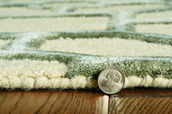 5'x7' Beige Hand Tufted Geometric Indoor Area Rug - Image 3