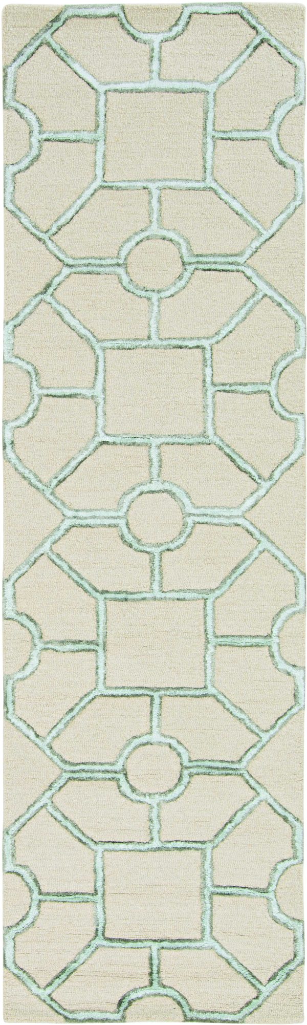 5'x7' Beige Hand Tufted Geometric Indoor Area Rug - Image 4