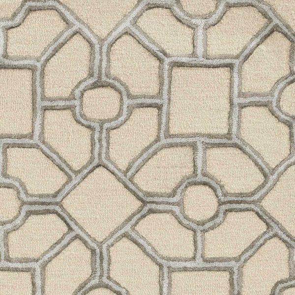 5'x7' Beige Hand Tufted Geometric Indoor Area Rug - Image 5