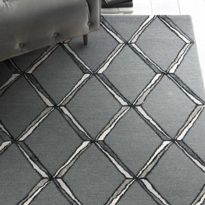 5'x7' Charcoal Silver Hand Tufted Geometric Diamond Pattern Indoor Area Rug