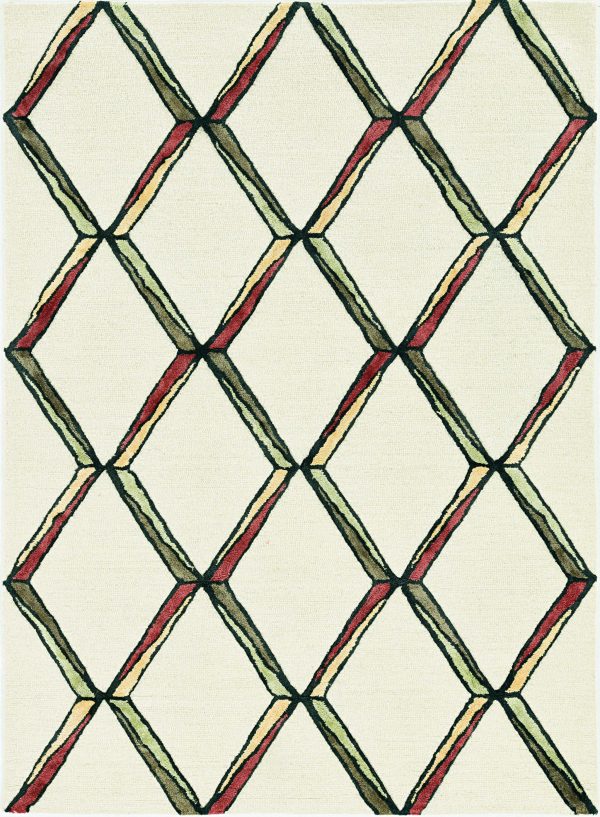 2' x 8' Cream or Gold Geometric Diamond Wool Runner Rug - Image 2