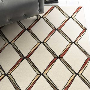 5' x 7' Cream or Gold Geometric Diamond Wool Indoor Area Rug