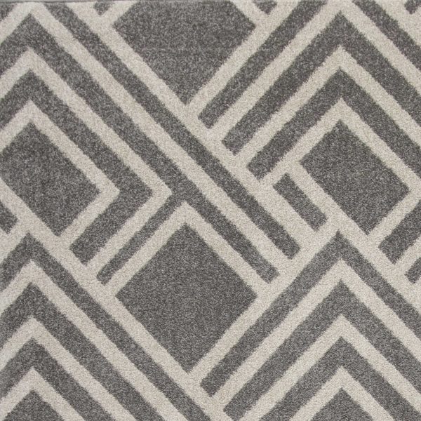 5'x8' Grey Machine Woven UV Treated Geometric Indoor Outdoor Area Rug - Image 3