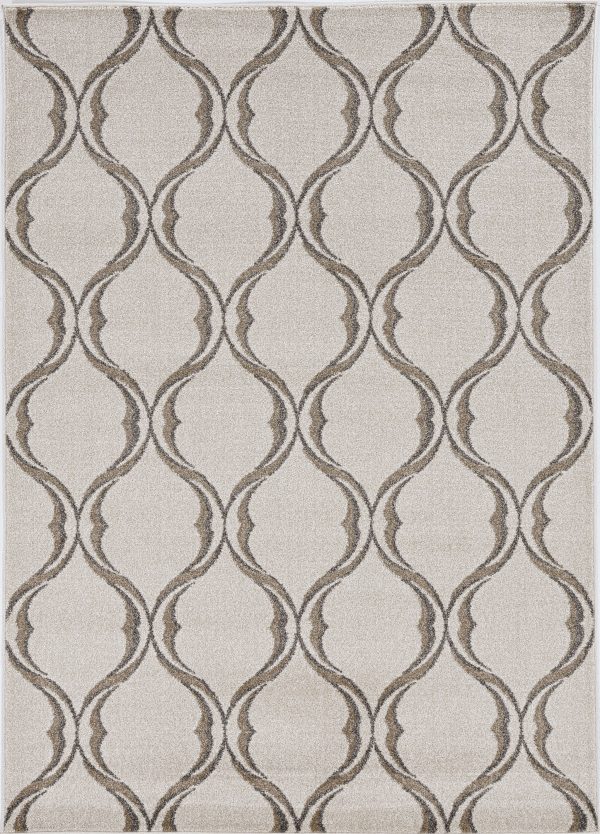 2' x 3' Sand Wavy Line Pattern Accent Rug - Image 3