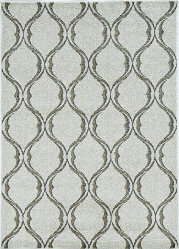 5' x 8' Sand Wavy Lines Area Rug - Image 2