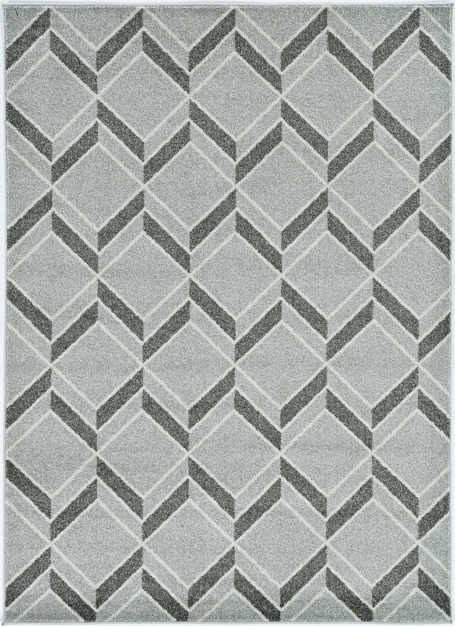 5'x8' Grey Machine Woven UV Treated Herringbone Illusion Indoor Outdoor Area Rug - Image 2