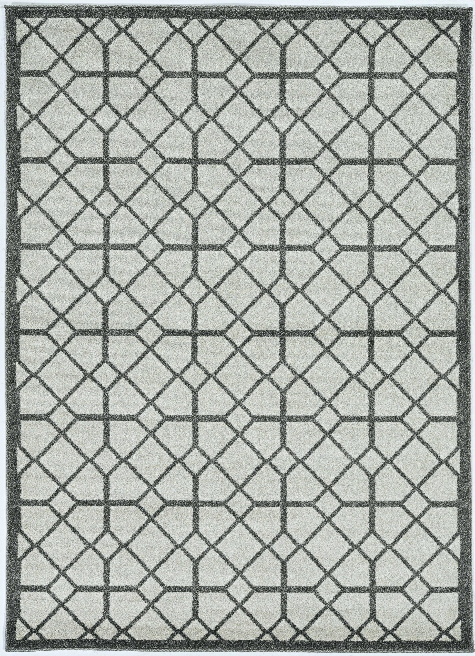 5' x 8' Ivory or Grey Geometric Tiles Area Rug - Image 2