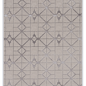 3'x5' Ivory Silver Machine Woven Geometric Indoor Area Rug