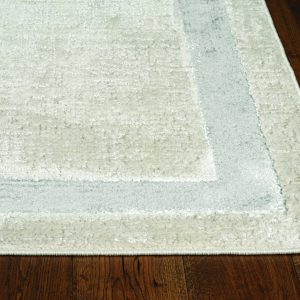 3'x5' Ivory Silver Machine Woven Bordered Indoor Area Rug
