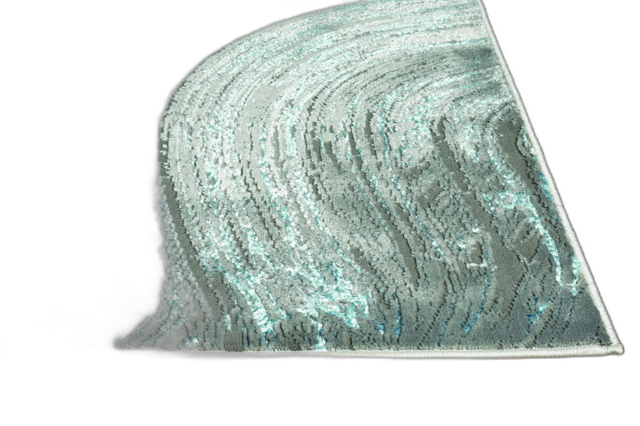 3' x 5' Silver or Blue Abstract Brushstrokes Area Rug - Image 4