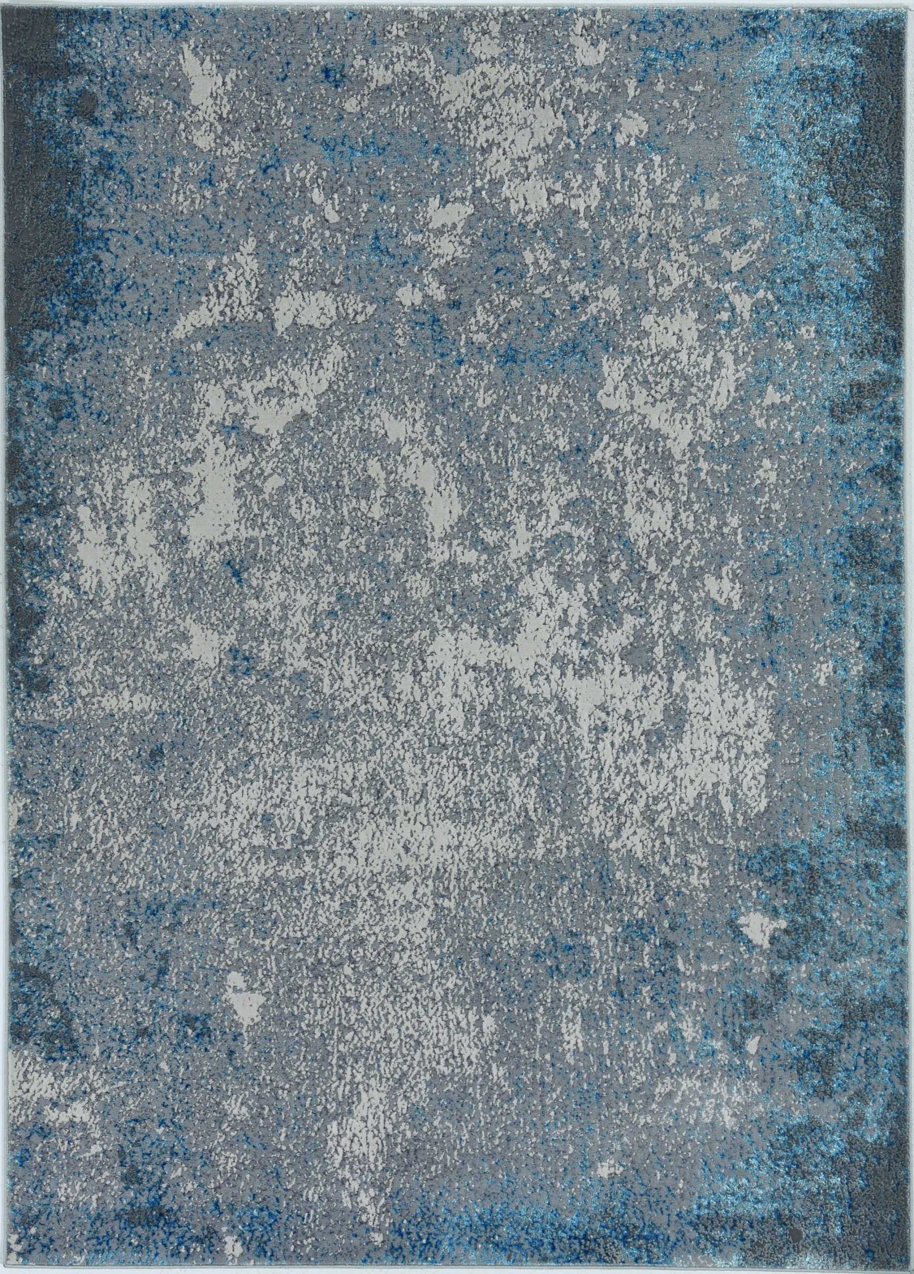 5'x8' Silver Blue Machine Woven Abstract Smudge Indoor Area Rug - Image 2