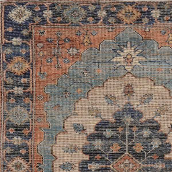 3'x5' Blue Hand Woven Oval Medallion Indoor Area Rug - Image 2