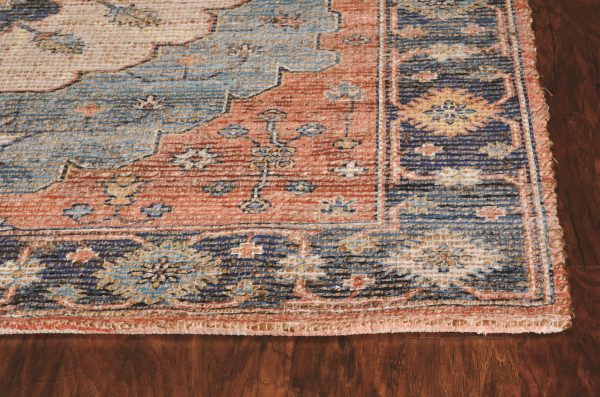3'x5' Blue Hand Woven Oval Medallion Indoor Area Rug - Image 3