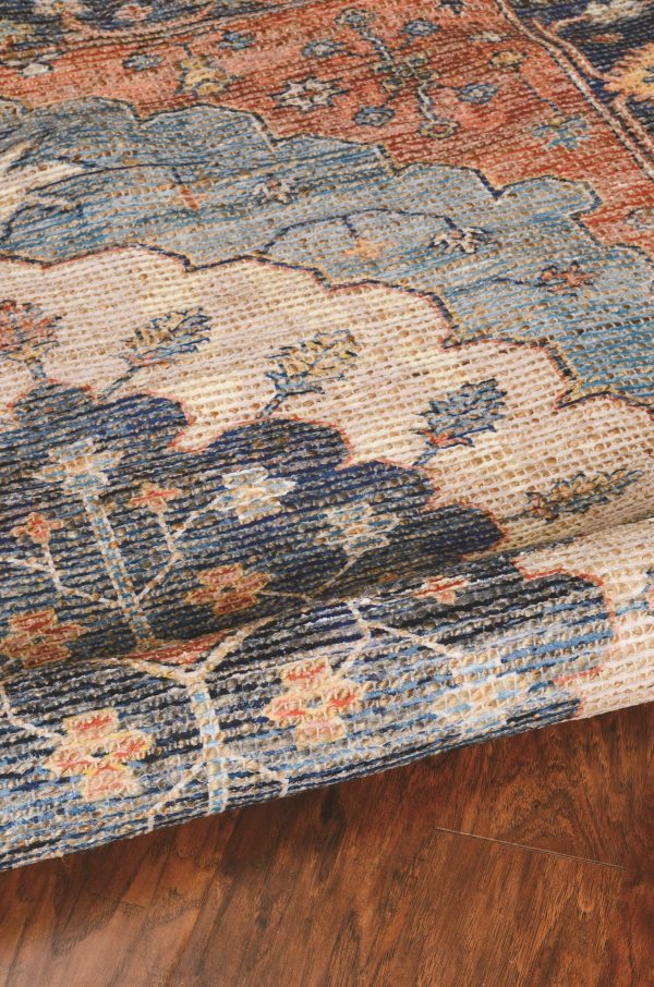 3'x5' Blue Hand Woven Oval Medallion Indoor Area Rug - Image 5