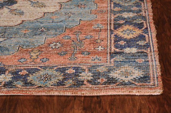 5'x7' Blue Hand Woven Floral Medallion Indoor Area Rug - Image 3