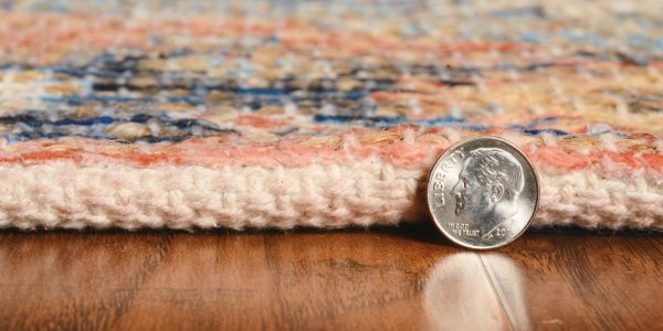5'x7' Blue Hand Woven Floral Medallion Indoor Area Rug - Image 4