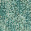 8' Teal Machine Woven UV Treated Animal Print Indoor Outdoor Round Area Rug - Image 2