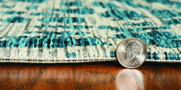 8' Teal Machine Woven UV Treated Animal Print Indoor Outdoor Round Area Rug - Image 3