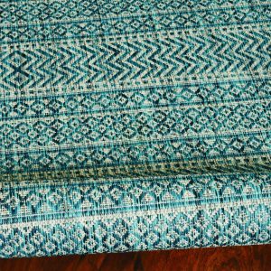 5'x7' Teal Machine Woven UV Treated Tribal Indoor Outdoor Area Rug