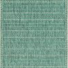 8' Round Teal Geometric Pattern Indoor Outdoor Area Rug - Image 2