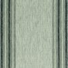 8' Grey Machine Woven UV Treated Bordered Indoor Outdoor Round Area Rug - Image 2