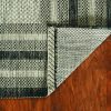 8' Grey Machine Woven UV Treated Bordered Indoor Outdoor Round Area Rug - Image 5