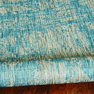 5'x7' Teal Machine Woven UV Treated Abstract Brushstrokes Indoor Outdoor Area Rug