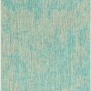 5'x7' Teal Machine Woven UV Treated Abstract Brushstrokes Indoor Outdoor Area Rug - Image 2