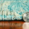5'x7' Teal Machine Woven UV Treated Abstract Brushstrokes Indoor Outdoor Area Rug - Image 3