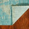 5'x7' Teal Machine Woven UV Treated Abstract Brushstrokes Indoor Outdoor Area Rug - Image 4