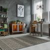 8' Charcoal Machine Woven UV Treated Scandinavian Indoor Outdoor Round Area Rug