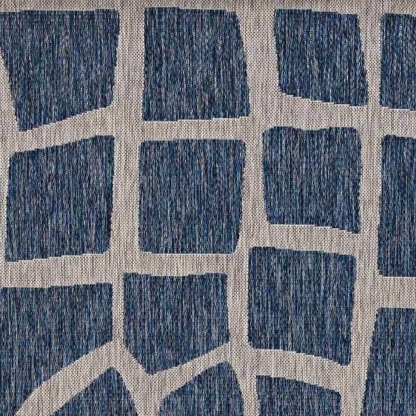 8' Blue Grey Machine Woven UV Treated Animal Print Indoor Outdoor Round Area Rug - Image 2