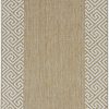 5'x7' Ivory Machine Woven UV Treated Greek Key Bordered Indoor Outdoor Area Rug - Image 2