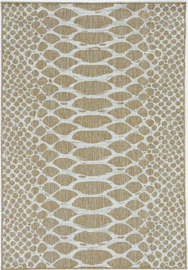 8' Ivory Machine Woven UV Treated Animal Print Indoor Outdoor Round Area Rug - Image 2