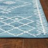 7' Ocean Blue Machine Woven Geometric Tribal Indoor Runner Rug - Image 2