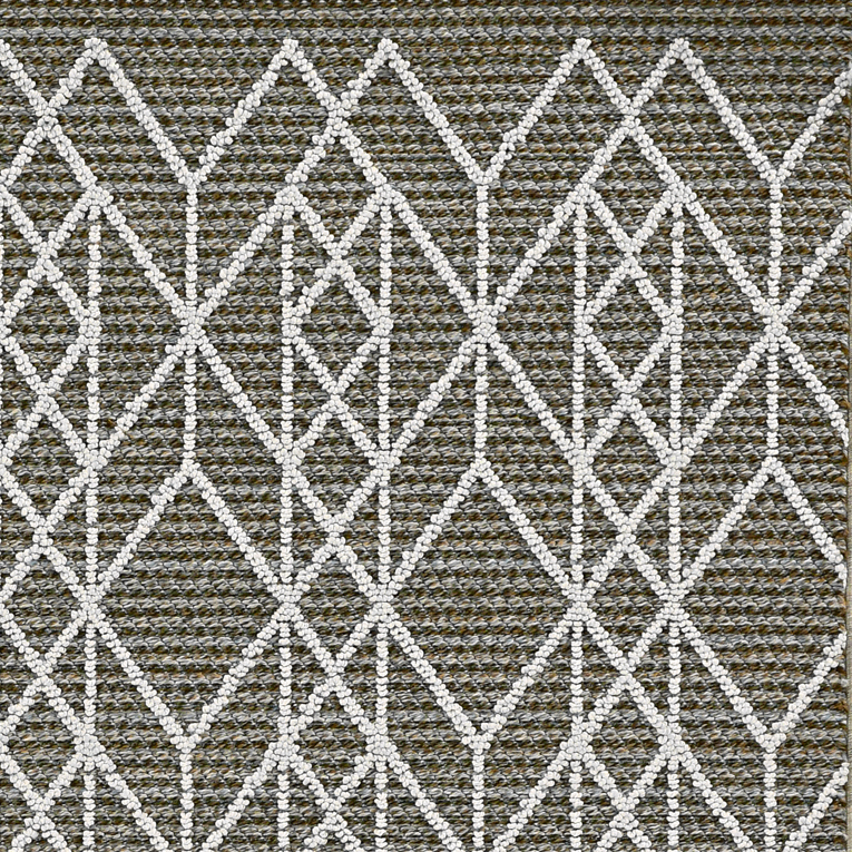4'x6' Grey Machine Woven UV Treated Geometric Indoor Outdoor Area Rug - Image 3