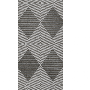 8' Grey Ivory Machine Woven UV Treated Diamonds Indoor Outdoor Runner Rug