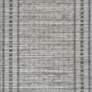 5'x8' Grey Machine Woven UV Treated Bordered Indoor Outdoor Area Rug