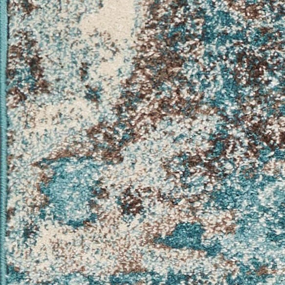 3'x5' Ivory Teal Machine Woven Abstract Indoor Area Rug - Image 4