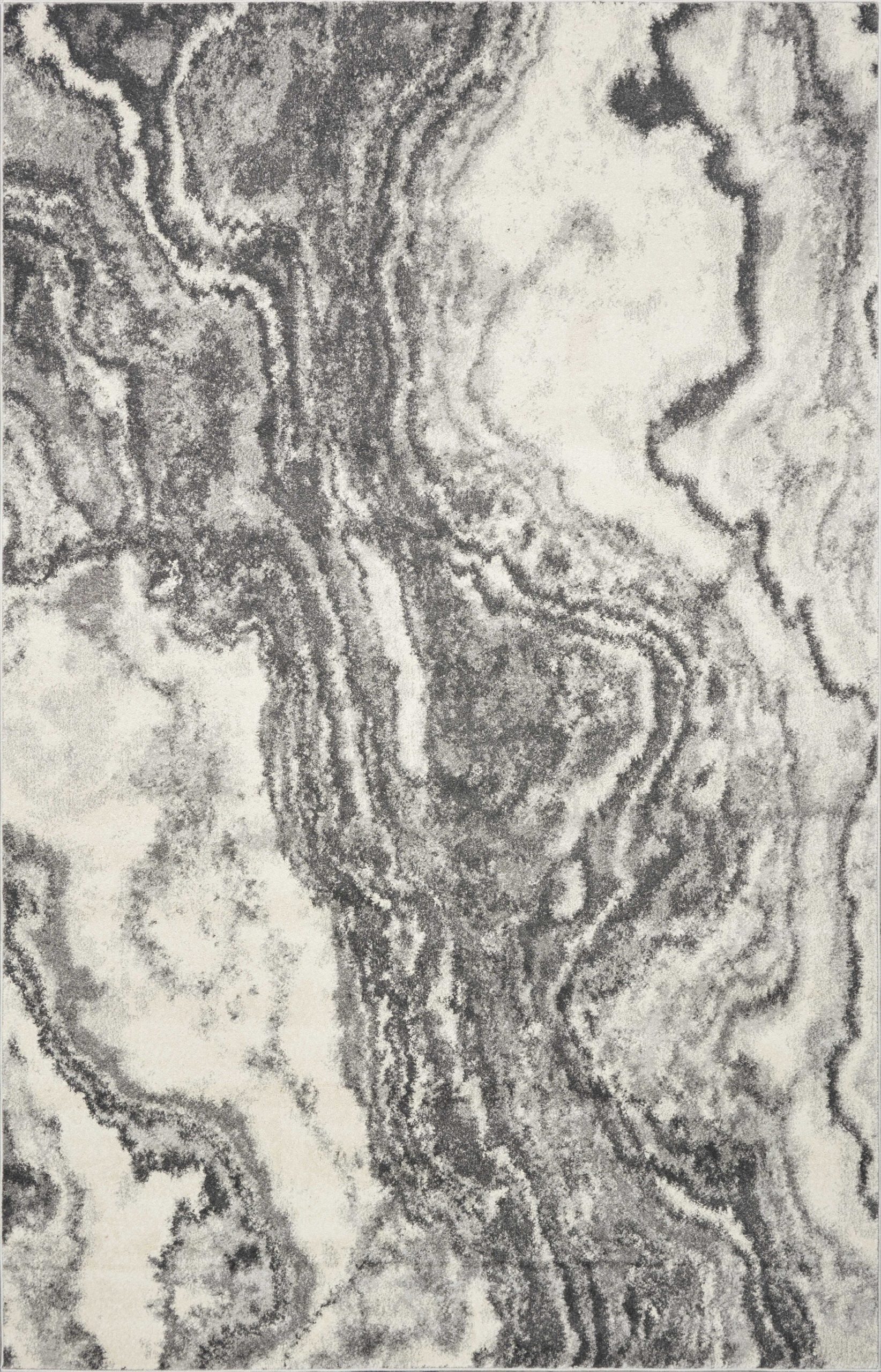 7' x 9' Ivory or Grey Abstract Marble Design Indoor Area Rug - Image 3
