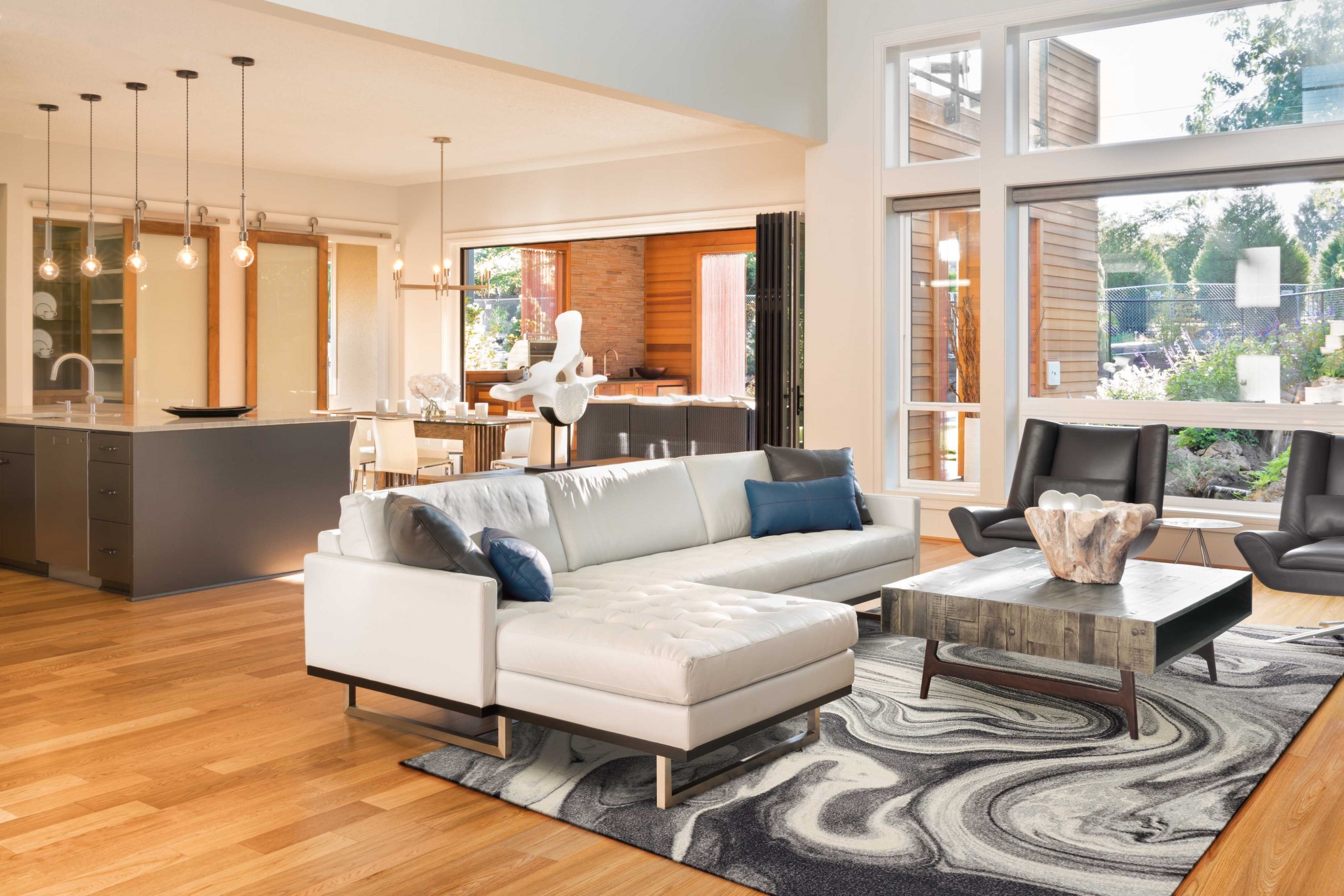 3'x5' Grey Black Machine Woven Marble Indoor Area Rug - Image 3