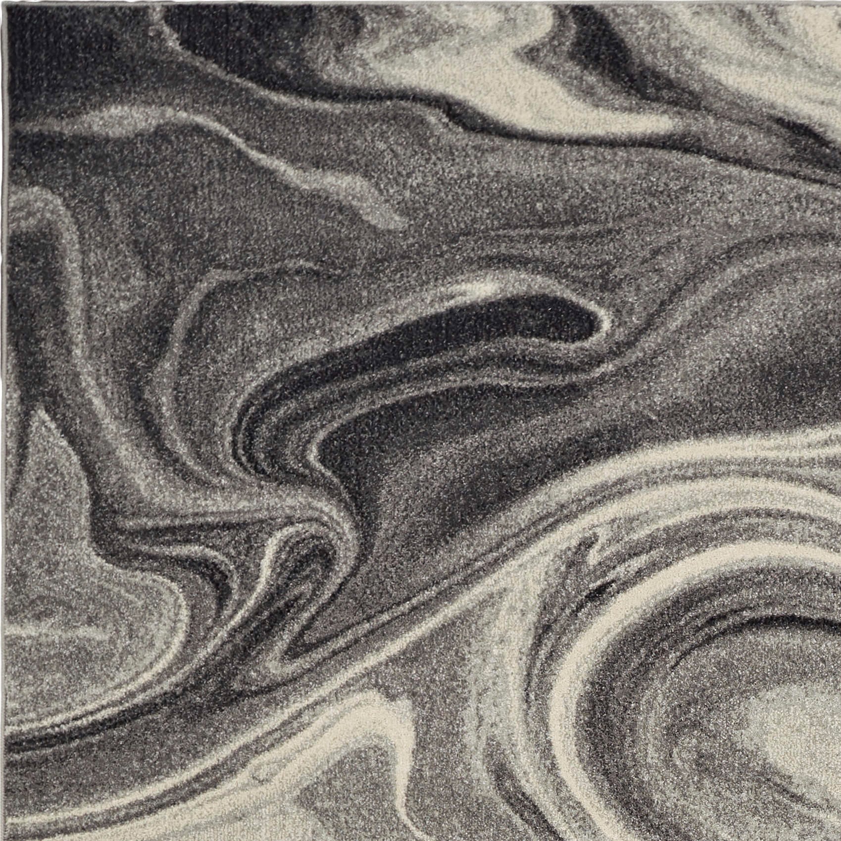 3'x5' Grey Black Machine Woven Marble Indoor Area Rug - Image 4