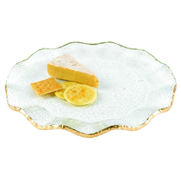 13 Mouth Blown Wavy Edge Gold Leaf Platter or Charger