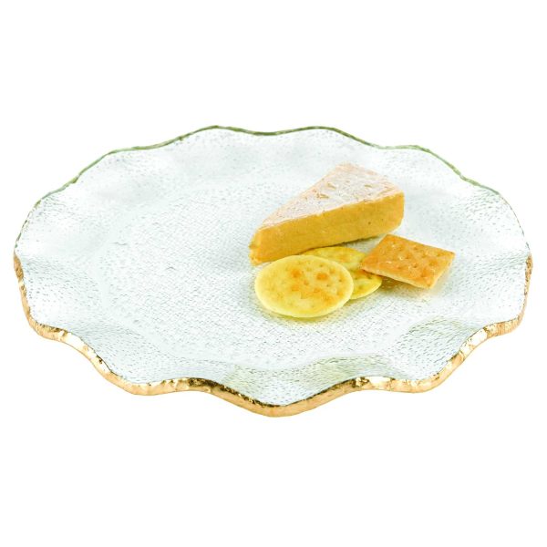 13 Mouth Blown Wavy Edge Gold Leaf Platter or Charger - Image 2