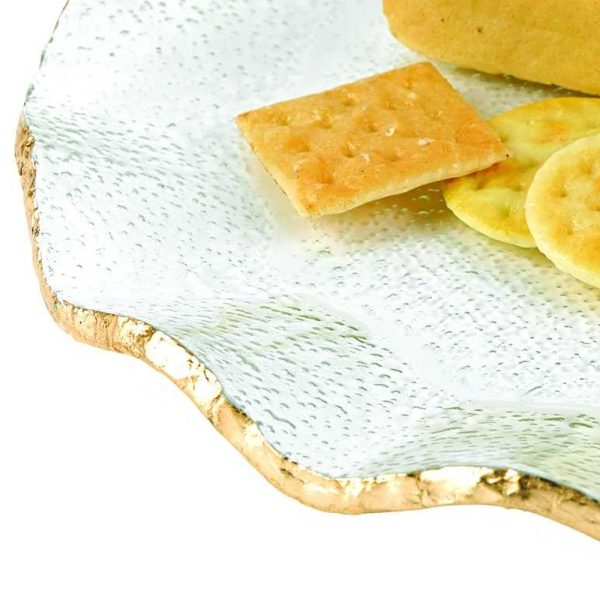 13 Mouth Blown Wavy Edge Gold Leaf Platter or Charger - Image 3