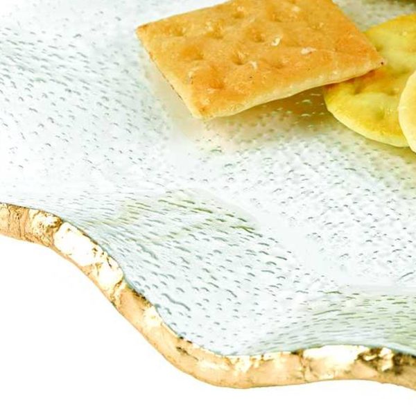 13 Mouth Blown Wavy Edge Gold Leaf Platter or Charger - Image 4