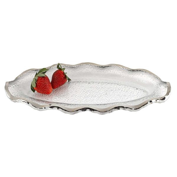 14 Mouth Blown Wavy Edge Silver Platter - Image 2
