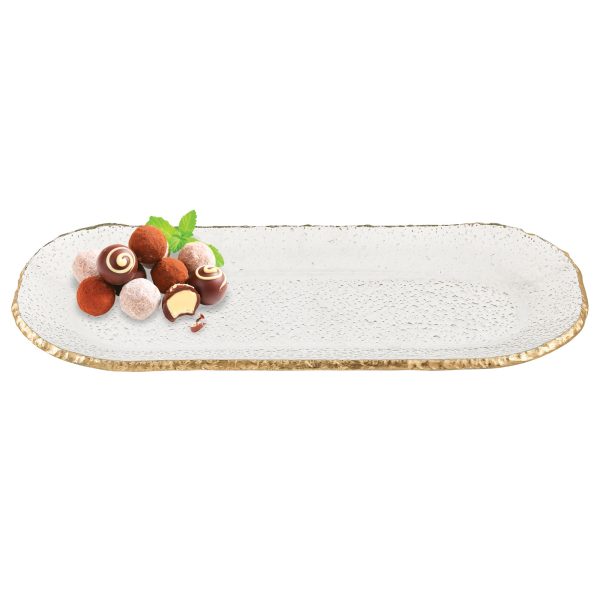 18 Mouth Blown Oval Edge Gold Leaf Platter - Image 2